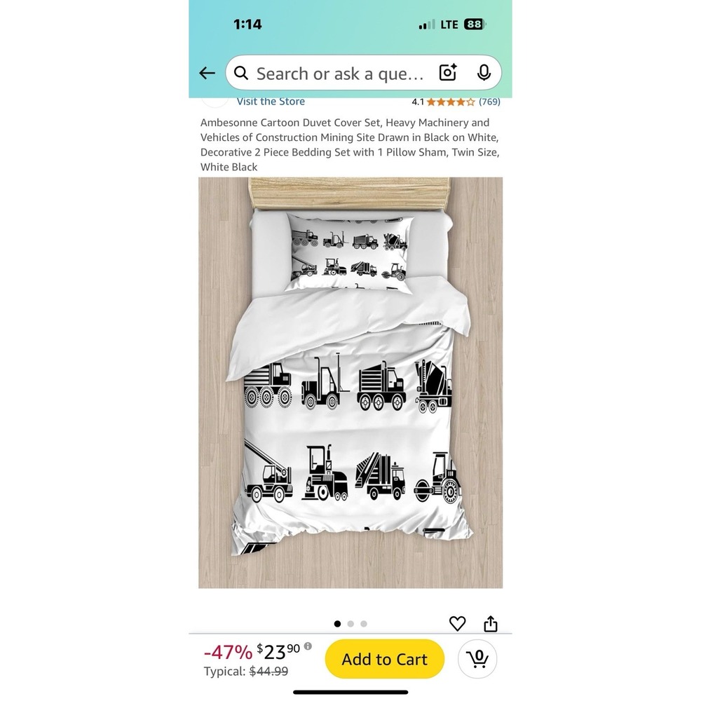 Ambesonne Twin Size Duvet Cover Set With Pillow Sham.  3379‎